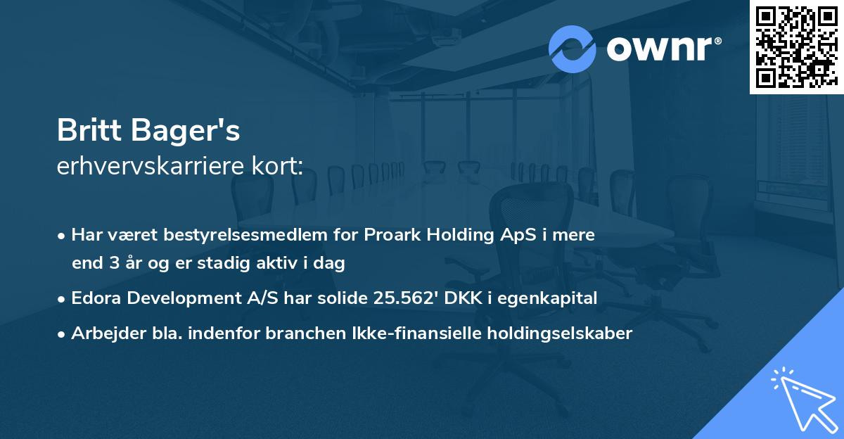 Britt Bager's erhvervskarriere kort