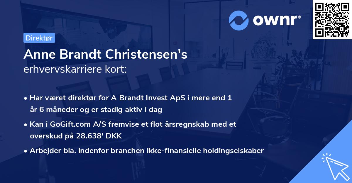 Anne Brandt Christensen's erhvervskarriere kort