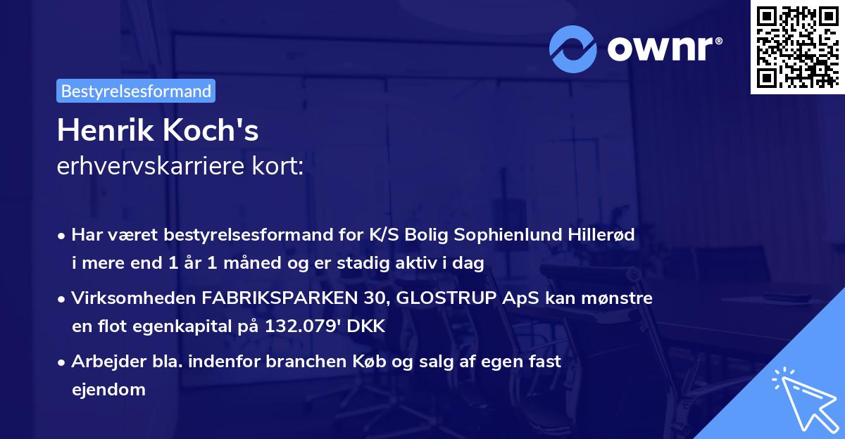 Henrik Koch's erhvervskarriere kort