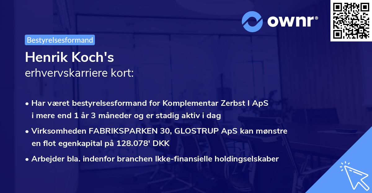 Henrik Koch's erhvervskarriere kort