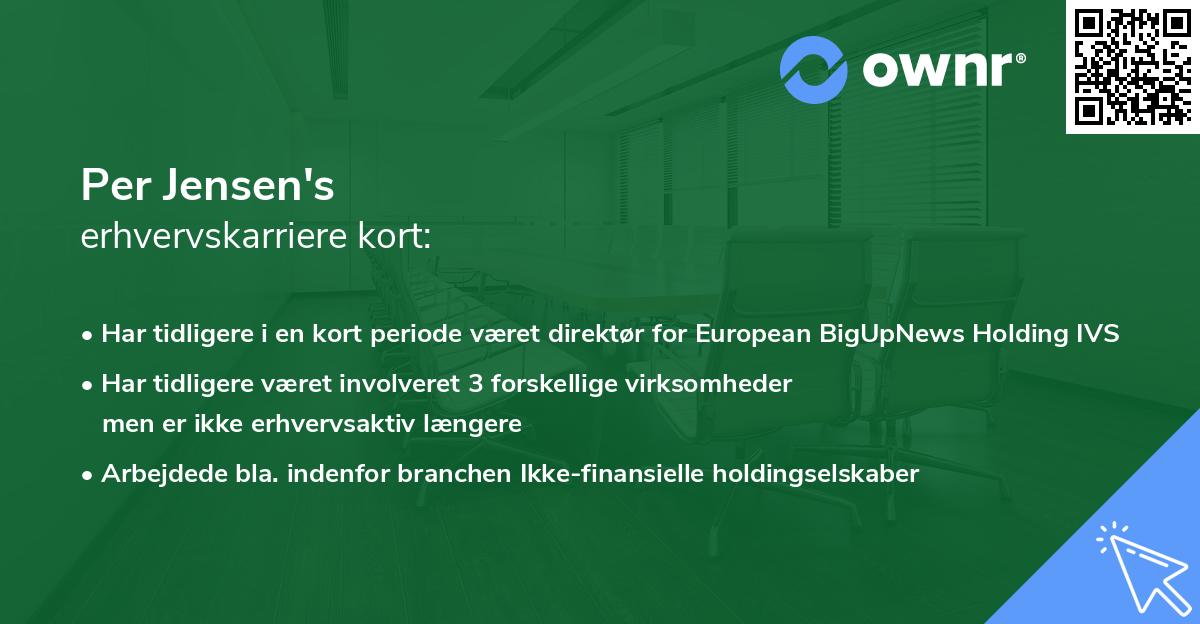 Per Jensen's erhvervskarriere kort