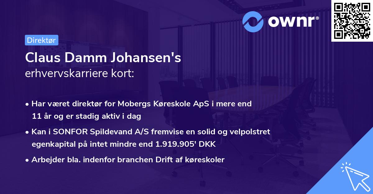 Claus Damm Johansen's erhvervskarriere kort