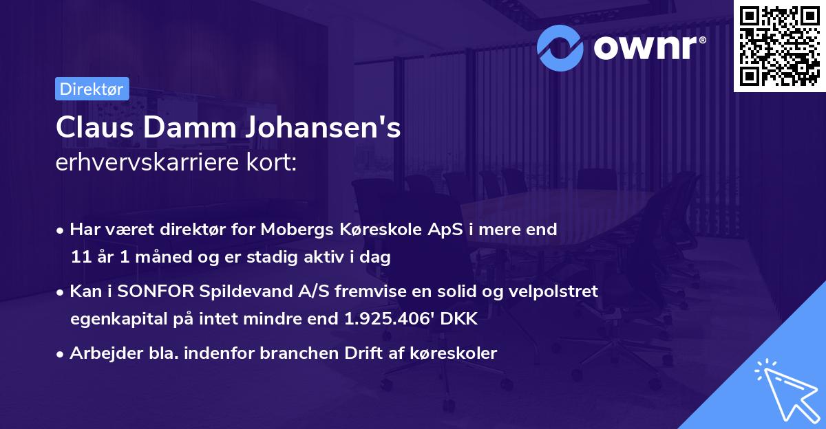 Claus Damm Johansen's erhvervskarriere kort