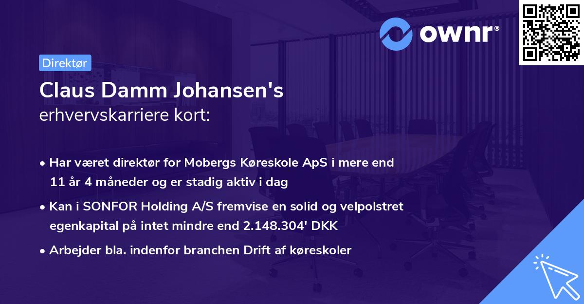 Claus Damm Johansen's erhvervskarriere kort