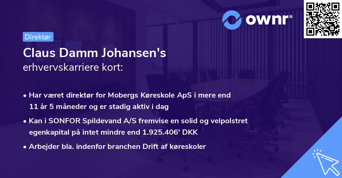 Claus Damm Johansen's erhvervskarriere kort