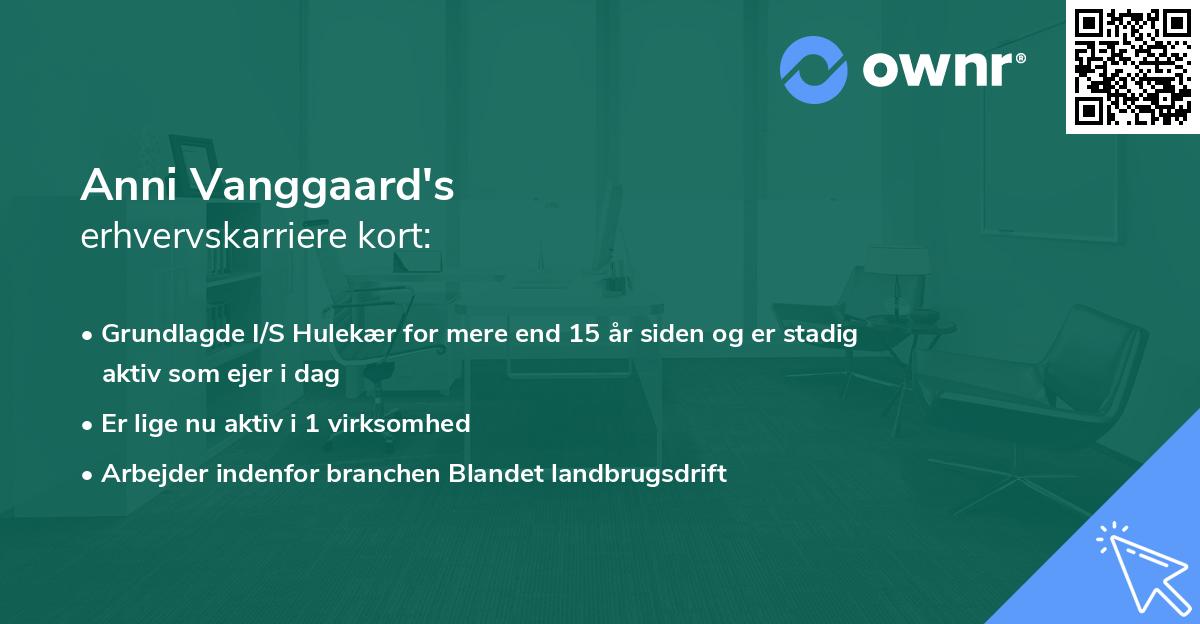 Anni Vanggaard's erhvervskarriere kort