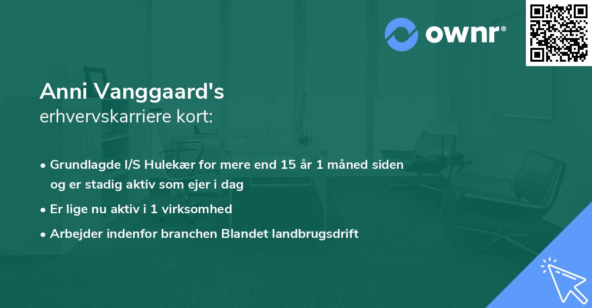 Anni Vanggaard's erhvervskarriere kort