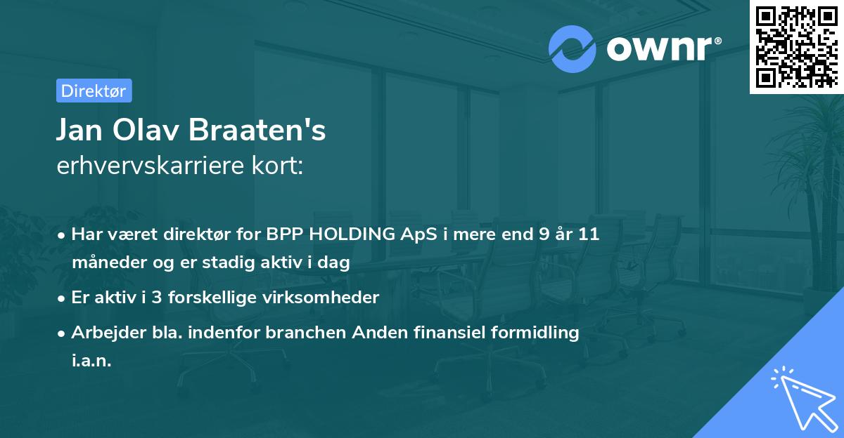 Jan Olav Braaten's erhvervskarriere kort