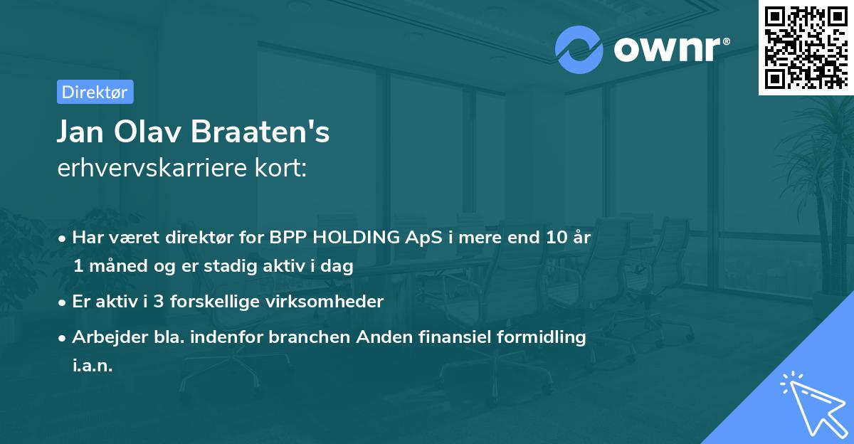 Jan Olav Braaten's erhvervskarriere kort