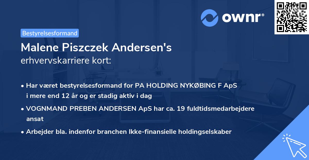 Malene Piszczek Andersen's erhvervskarriere kort