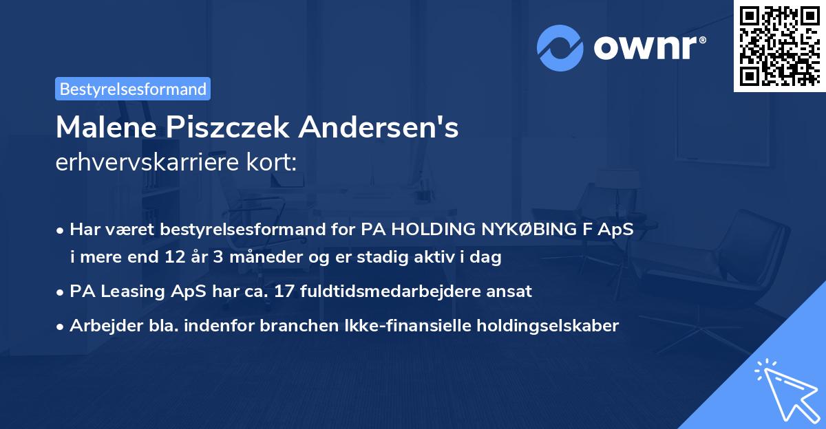 Malene Piszczek Andersen's erhvervskarriere kort