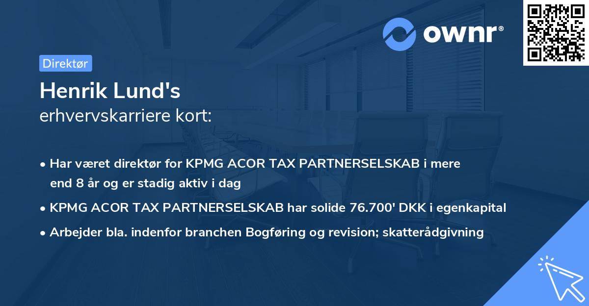 Henrik Lund's erhvervskarriere kort