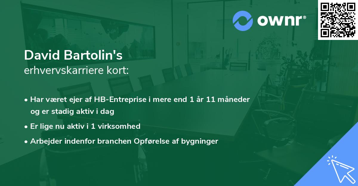 David Bartolin's erhvervskarriere kort