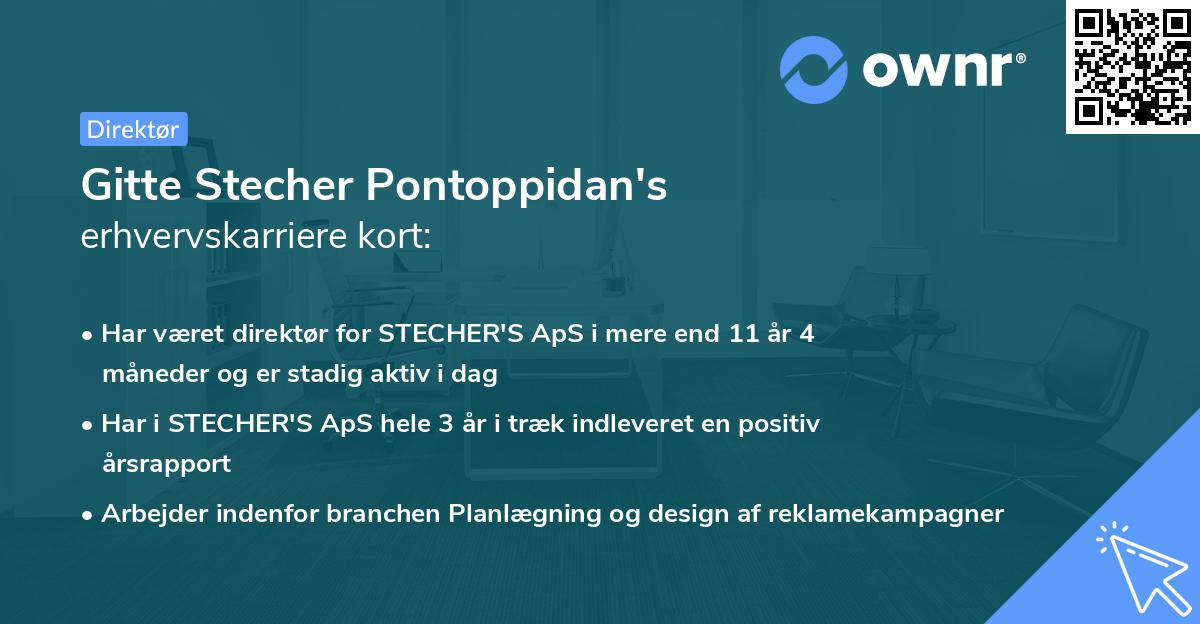 Gitte Stecher Pontoppidan's erhvervskarriere kort