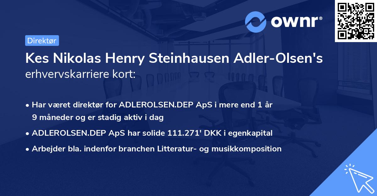 Kes Nikolas Henry Steinhausen Adler-Olsen's erhvervskarriere kort