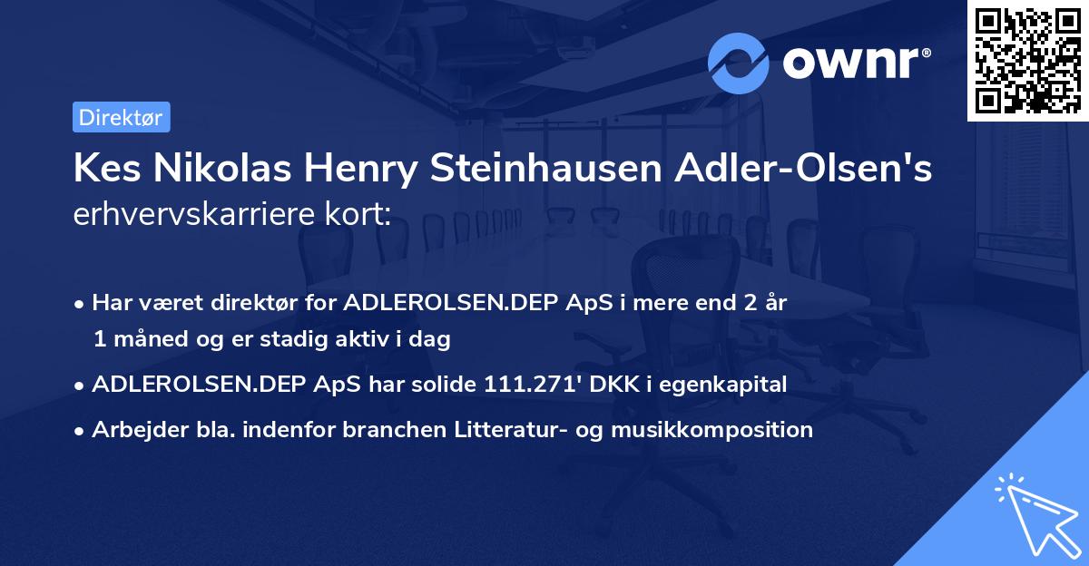 Kes Nikolas Henry Steinhausen Adler-Olsen's erhvervskarriere kort