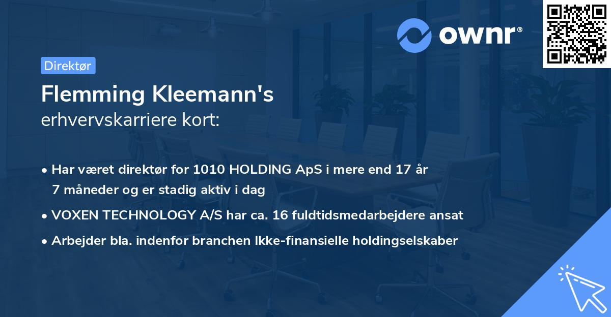 Flemming Kleemann's erhvervskarriere kort