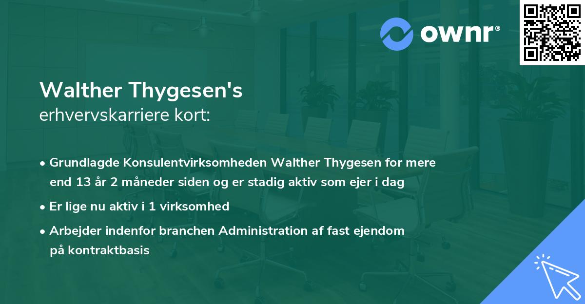 Walther Thygesen's erhvervskarriere kort