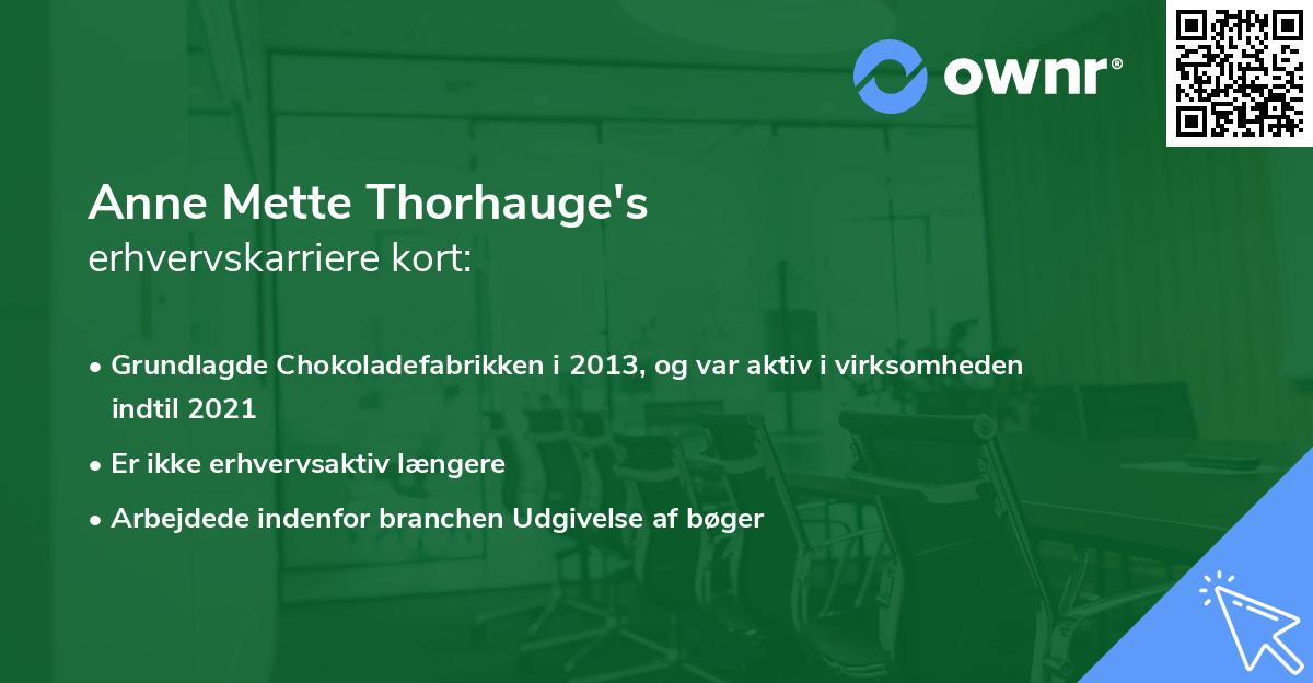 Anne Mette Thorhauge's erhvervskarriere kort
