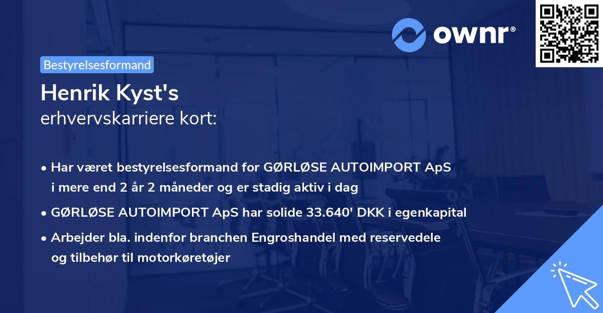 Henrik Kyst's erhvervskarriere kort