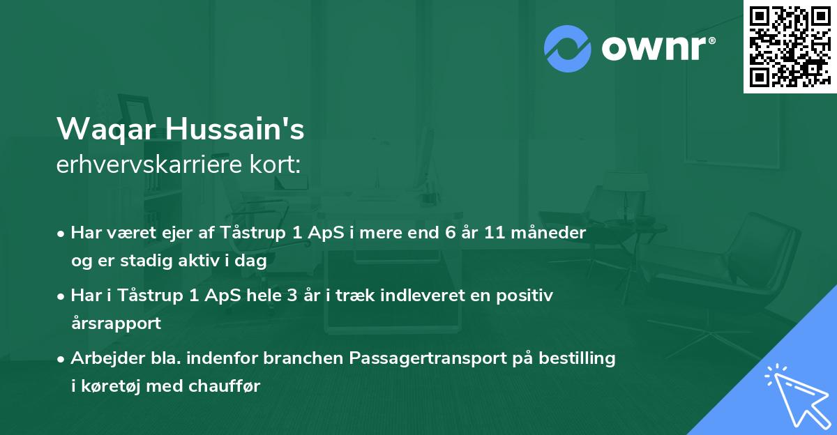 Waqar Hussain's erhvervskarriere kort