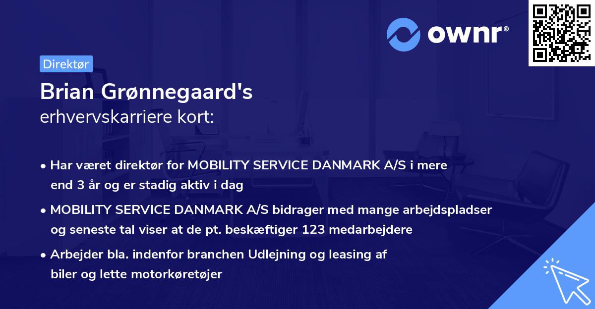Brian Grønnegaard's erhvervskarriere kort