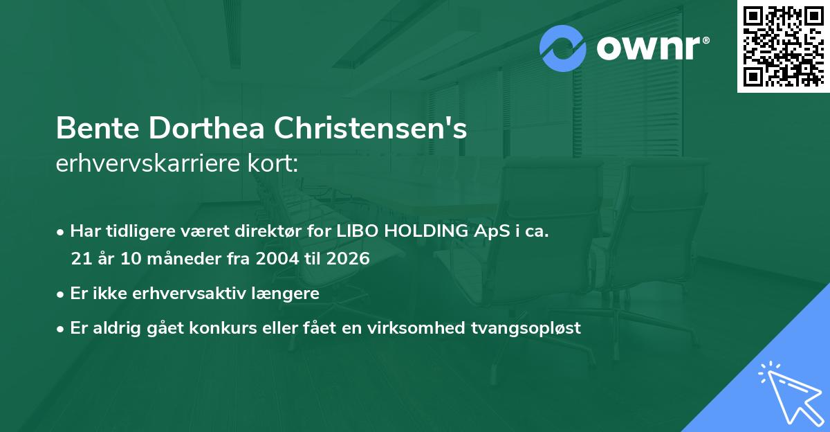 Bente Dorthea Christensen's erhvervskarriere kort
