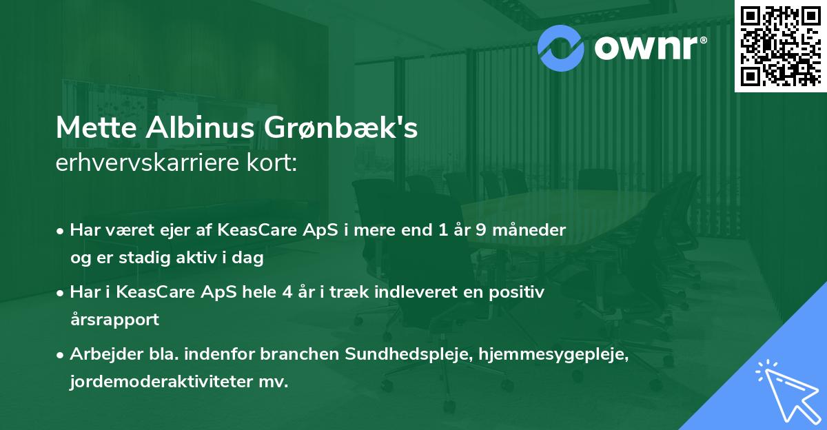 Mette Albinus Grønbæk's erhvervskarriere kort