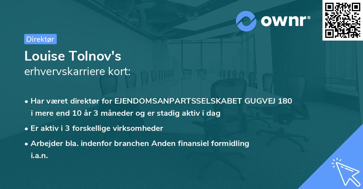 Louise Tolnov's erhvervskarriere kort