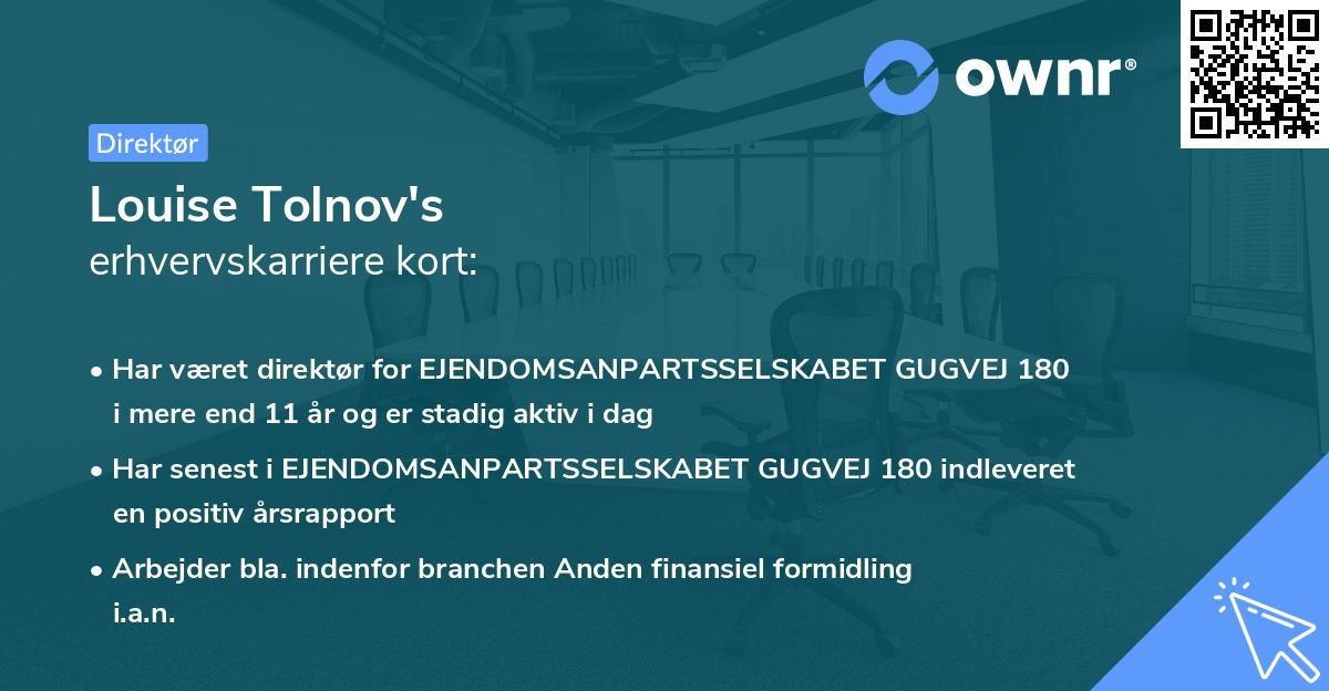 Louise Tolnov's erhvervskarriere kort
