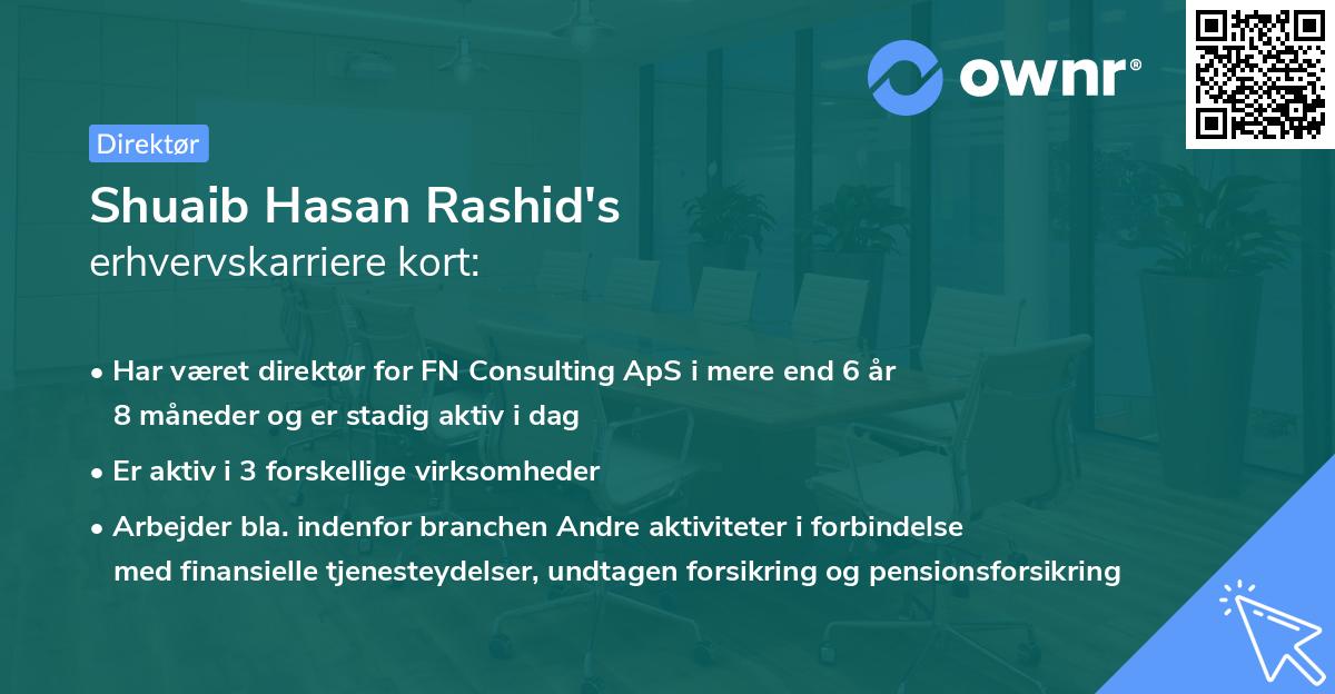 Shuaib Hasan Rashid's erhvervskarriere kort
