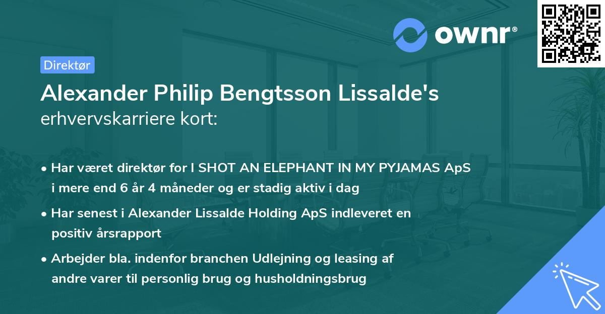 Alexander Philip Bengtsson Lissalde's erhvervskarriere kort