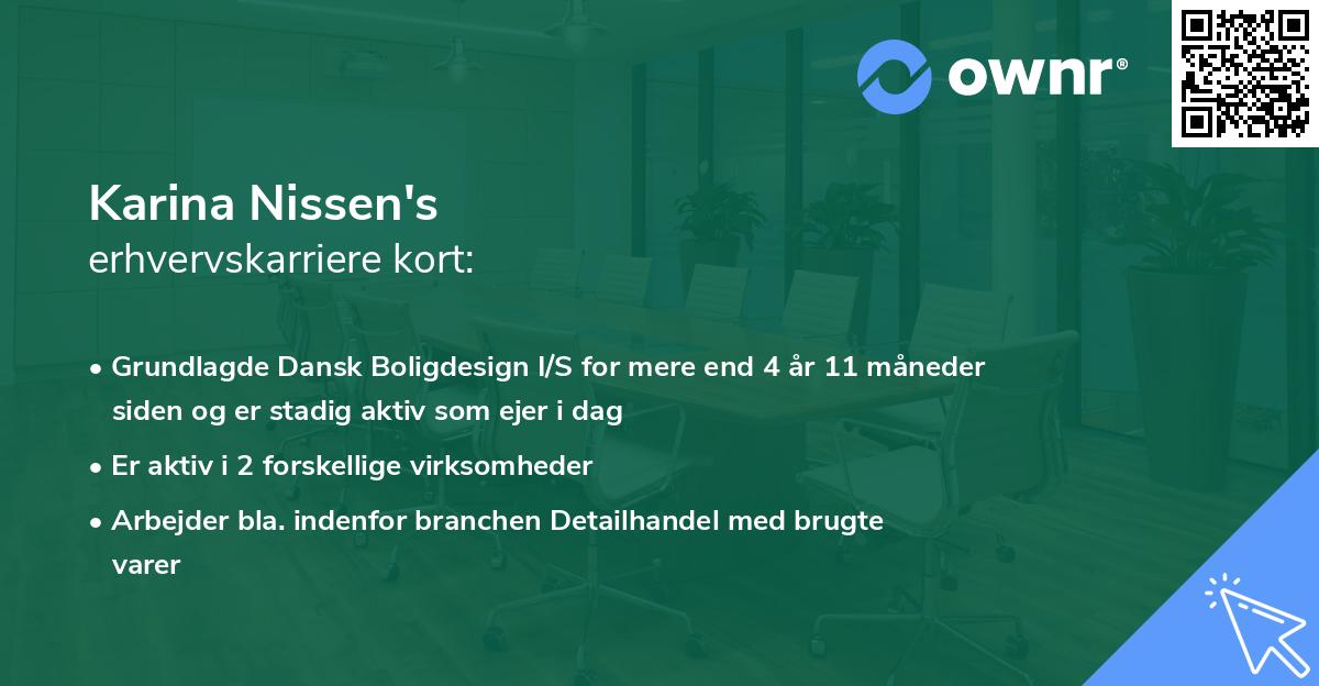 Karina Nissen's erhvervskarriere kort
