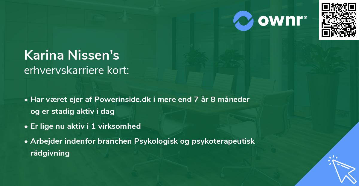 Karina Nissen's erhvervskarriere kort