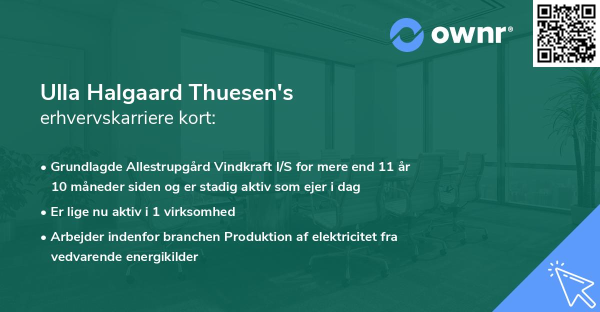 Ulla Halgaard Thuesen's erhvervskarriere kort