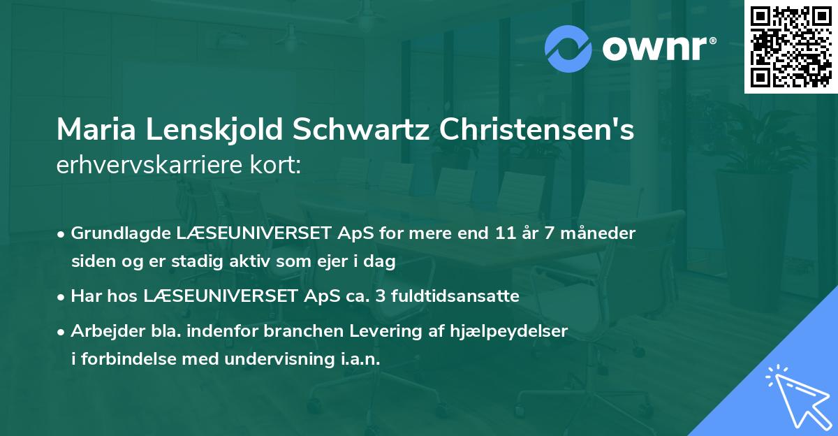 Maria Lenskjold Schwartz Christensen's erhvervskarriere kort