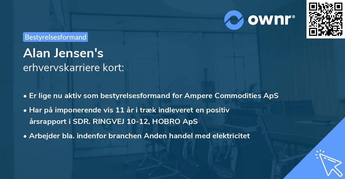 Alan Jensen's erhvervskarriere kort