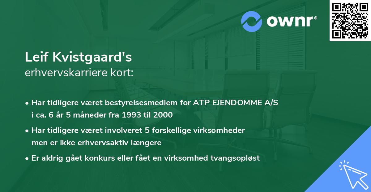 Leif Kvistgaard's erhvervskarriere kort