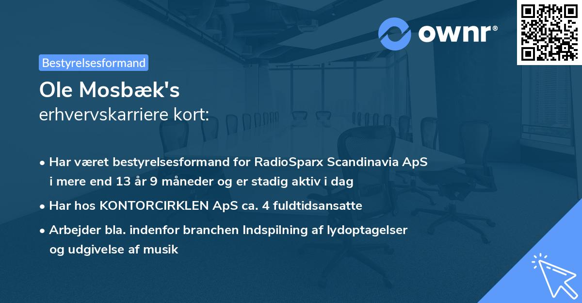 Ole Mosbæk's erhvervskarriere kort
