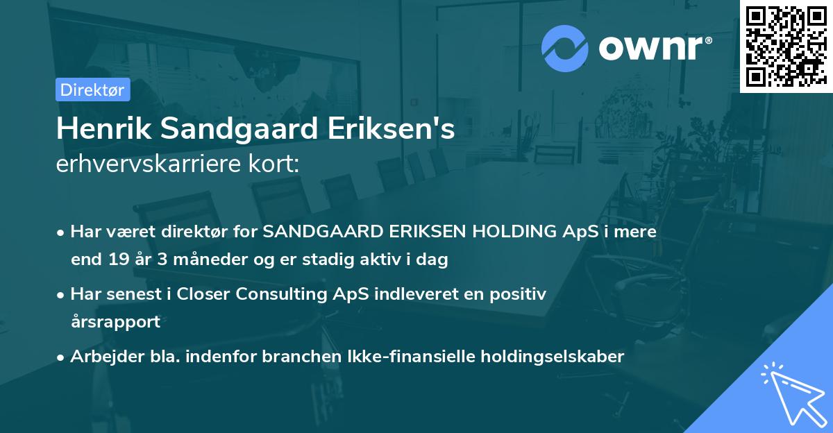 Henrik Sandgaard Eriksen's erhvervskarriere kort