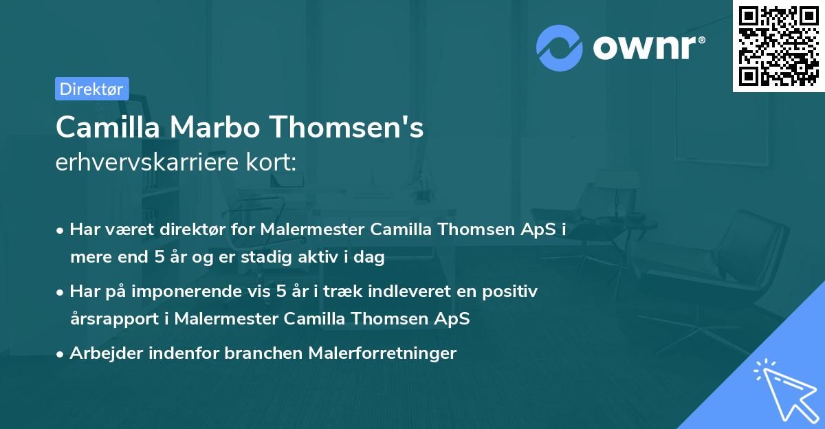 Camilla Marbo Thomsen's erhvervskarriere kort