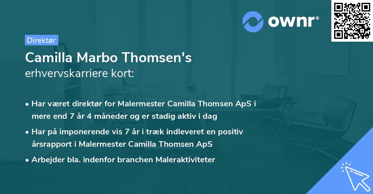 Camilla Marbo Thomsen's erhvervskarriere kort