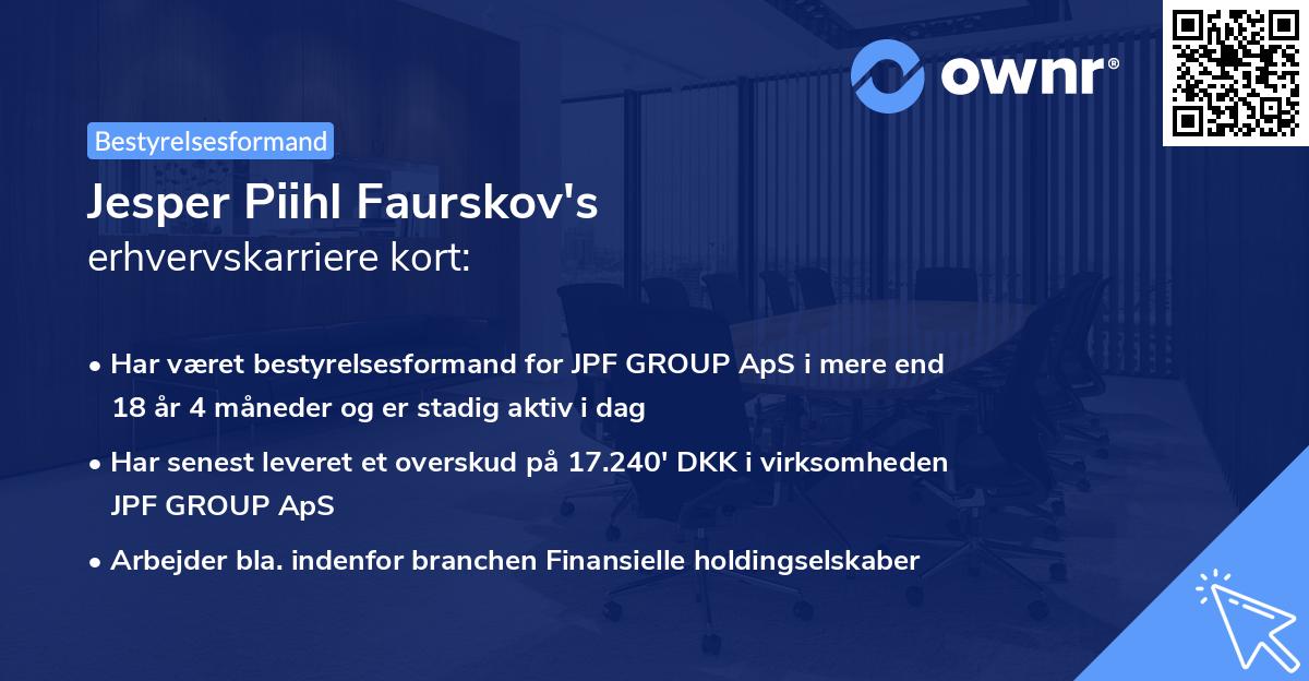 Jesper Piihl Faurskov's erhvervskarriere kort