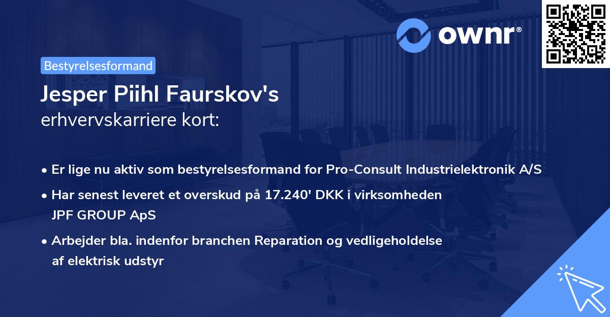Jesper Piihl Faurskov's erhvervskarriere kort