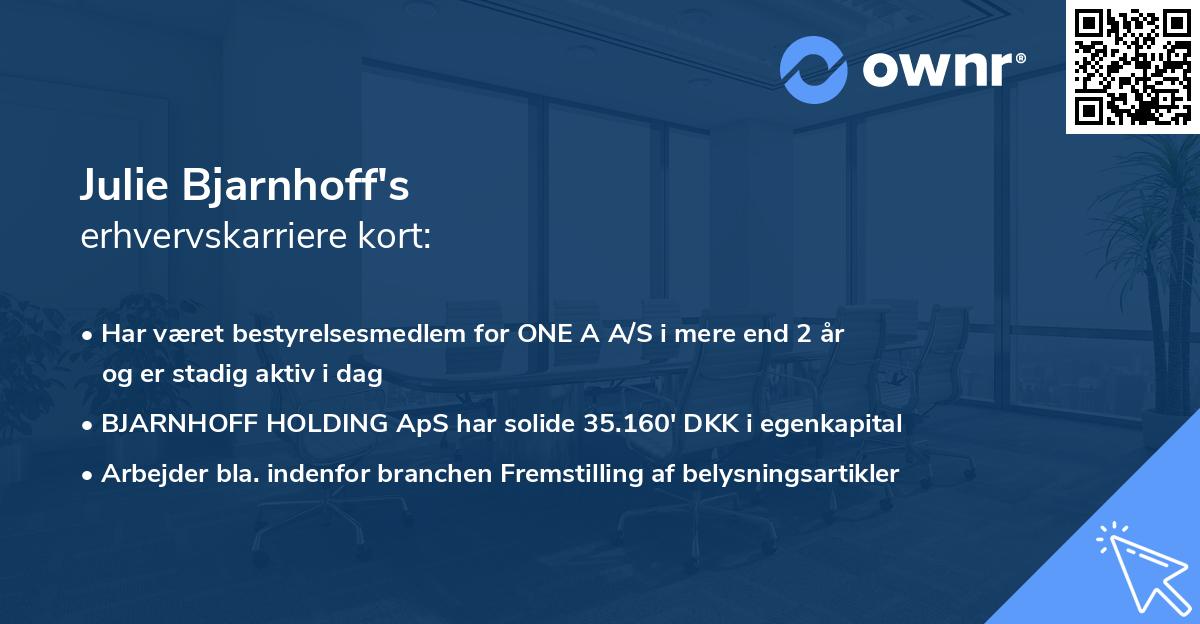Julie Bjarnhoff's erhvervskarriere kort