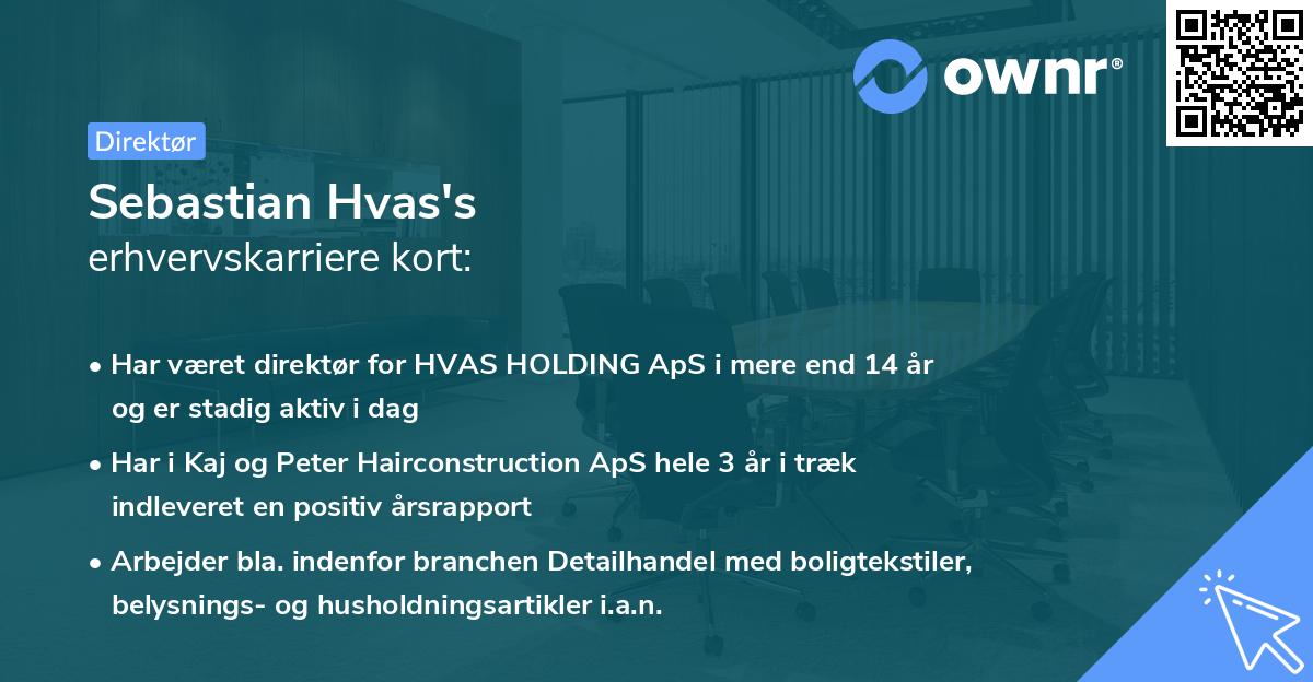 Sebastian Hvas's erhvervskarriere kort