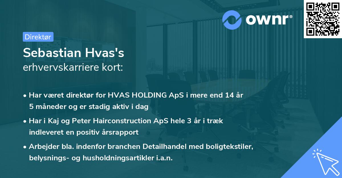 Sebastian Hvas's erhvervskarriere kort