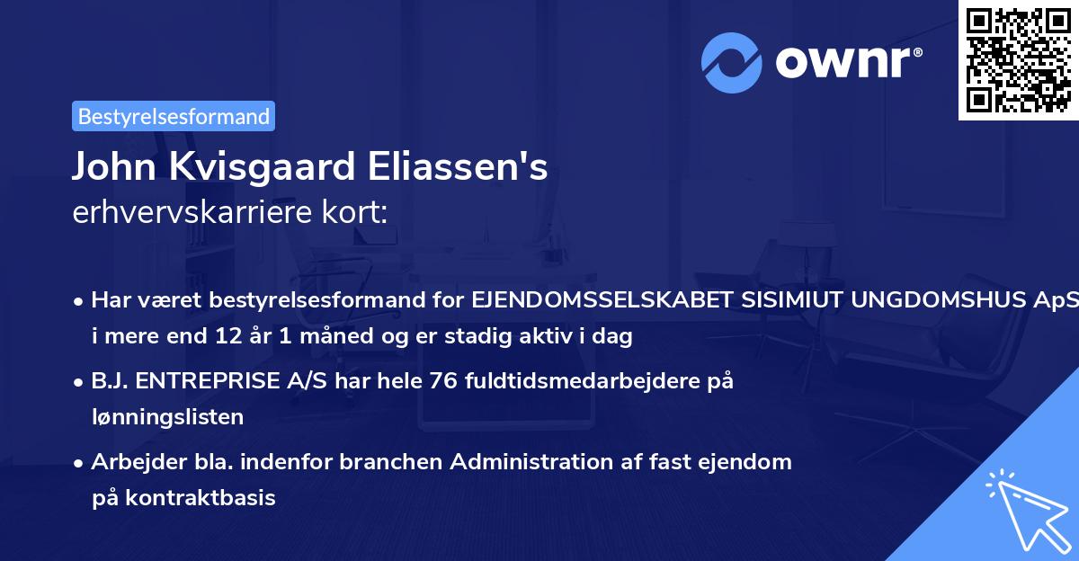 John Kvisgaard Eliassen's erhvervskarriere kort