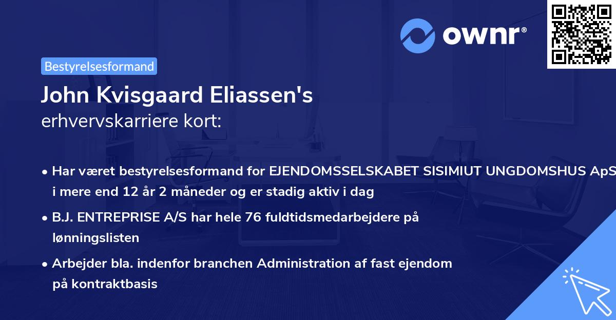 John Kvisgaard Eliassen's erhvervskarriere kort