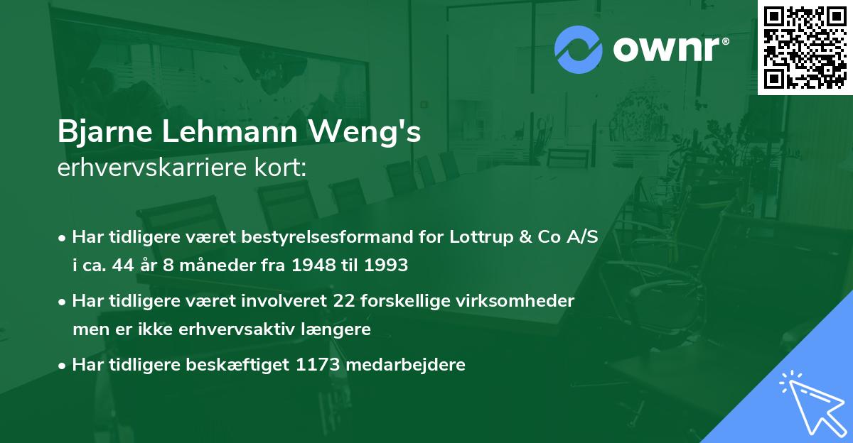 Bjarne Lehmann Weng's erhvervskarriere kort